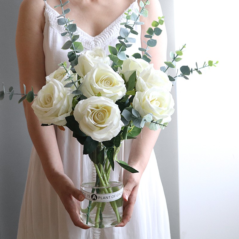 artificial white roses