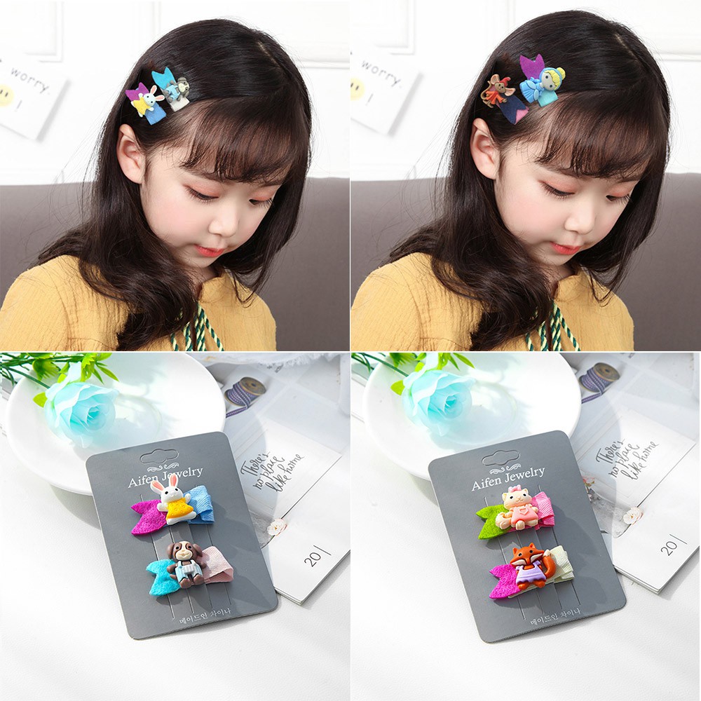 Kids Infant Baby Girls Hair Clip Bow Cartoon Hairclip Hairpin Set