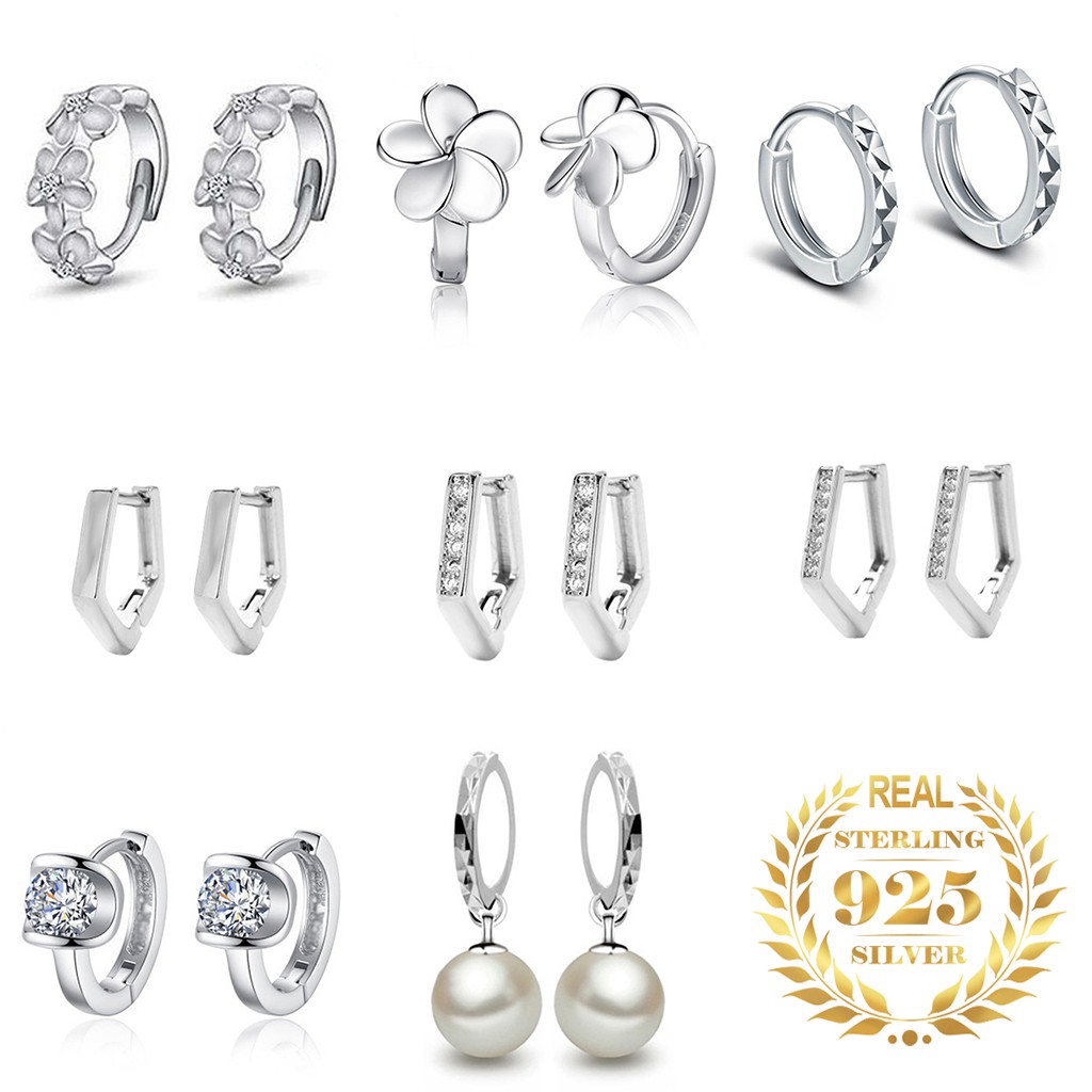 Silver 92.5 Italy silver Women Earrings Fashion Jewelry | Shopee ...