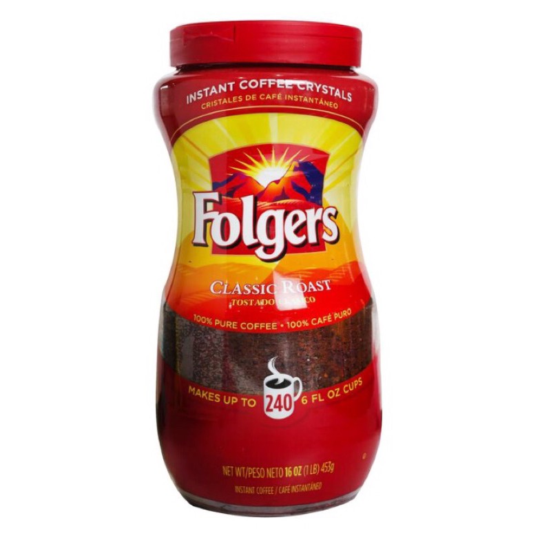 FOLGERS Classic Roast Instant Coffee 453G (240cups) | Shopee Philippines