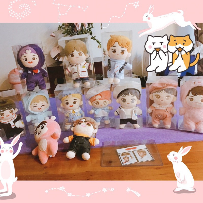 seventeen plush dolls