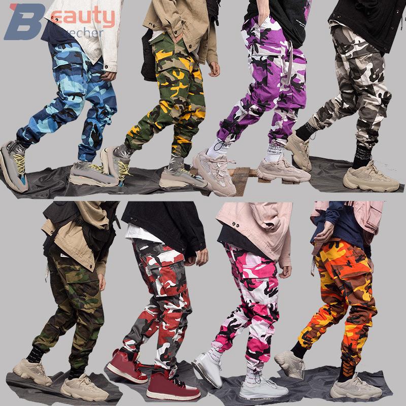 casual multiple pocket camo printed pants