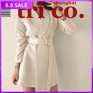 new blazer jacket Korean version blazer spring and autumn small white suit jacket female mid-length small suit British style creamy white suit female