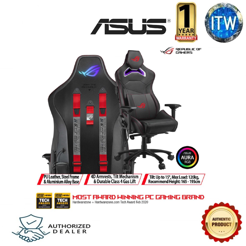 asus rog chariot rgb gaming chair in racing car style
