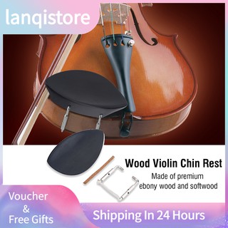 Violin Chin Rest 4/4 Ebony Wood Chin Rest with Softwood Strip&Bracket Violin Music Instrument Accessory
