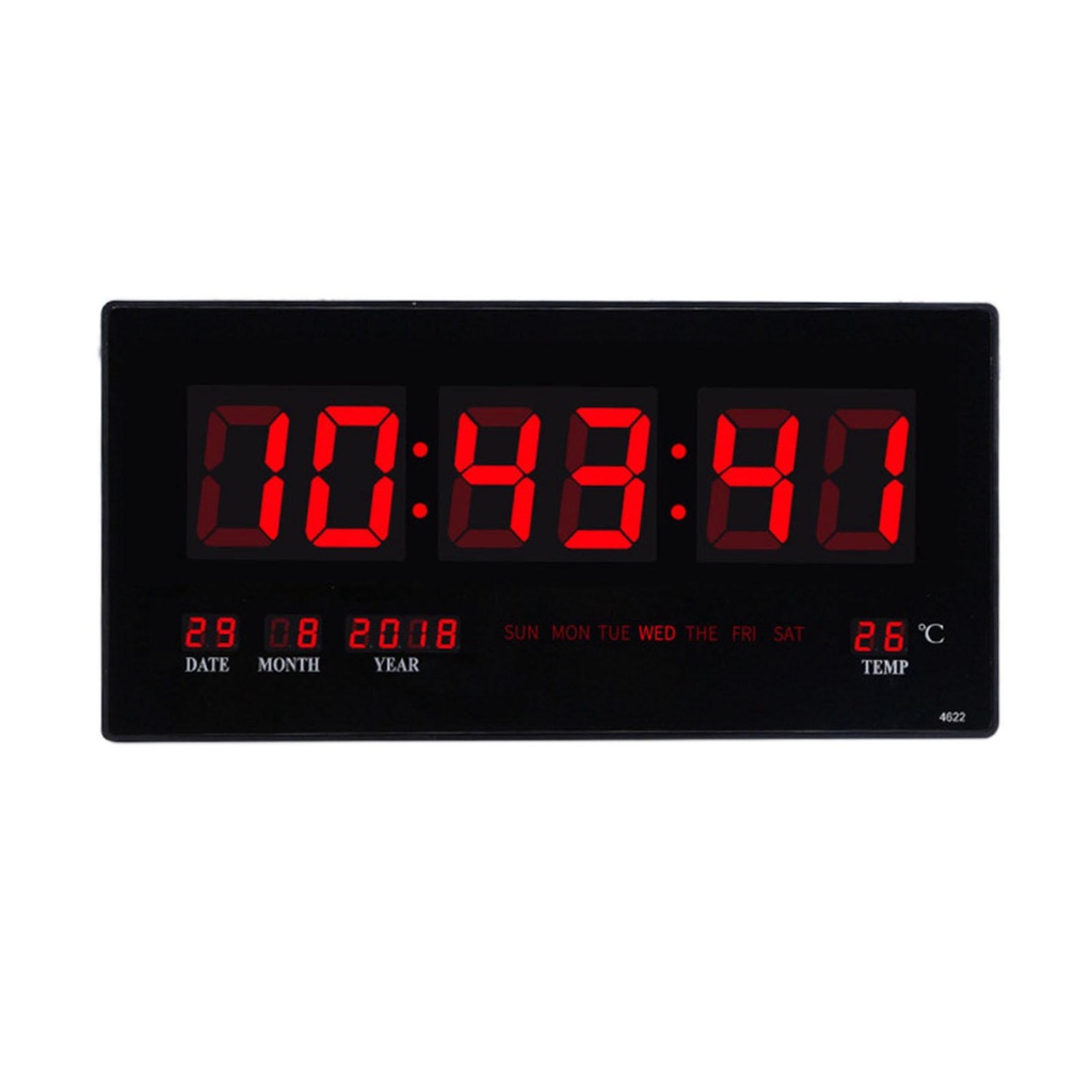 Luminous Digital Wall Clock W/ Calendar Temperature LED Display Living Room