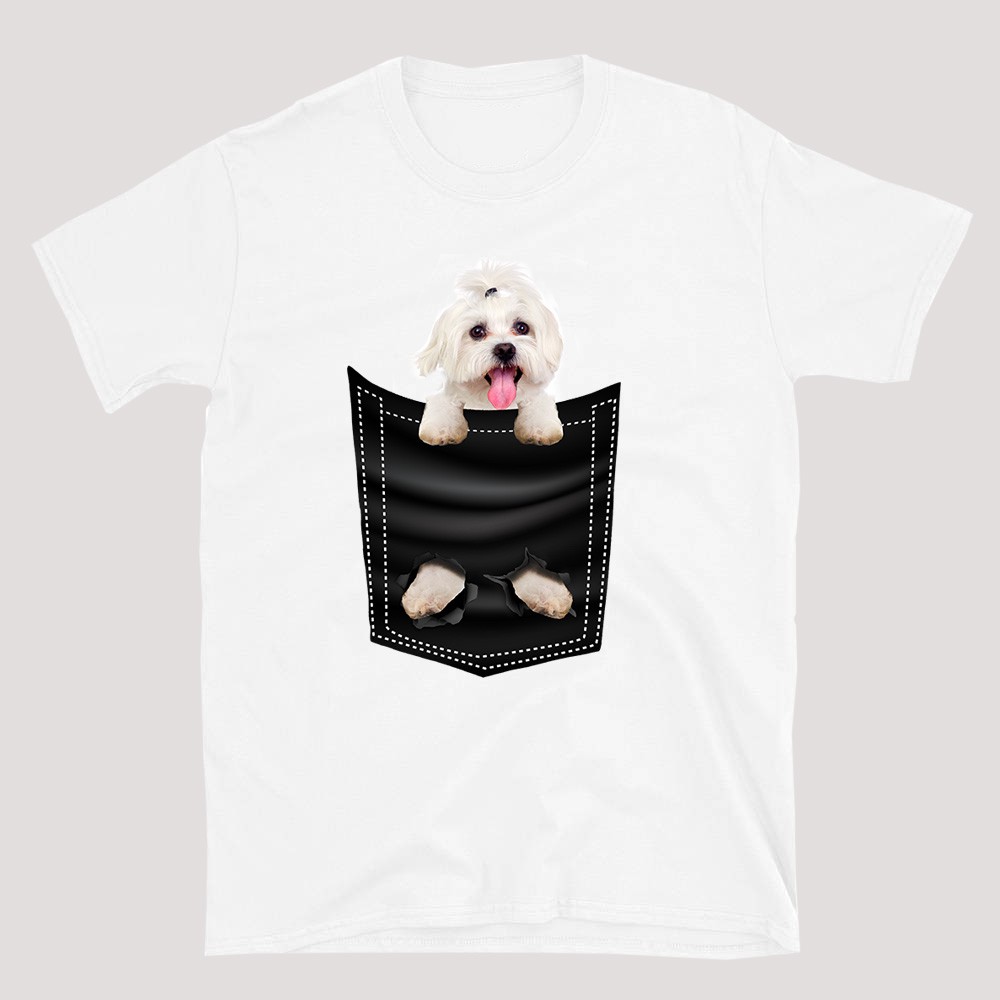 puppy in pocket t shirt