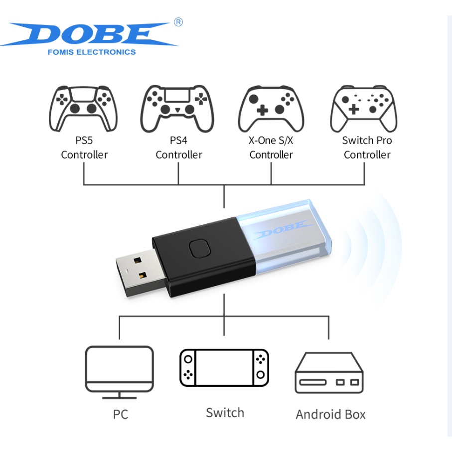 DOBE PS5 Wireless Game Controller Bluetooth Adapter For PC Compatible ...