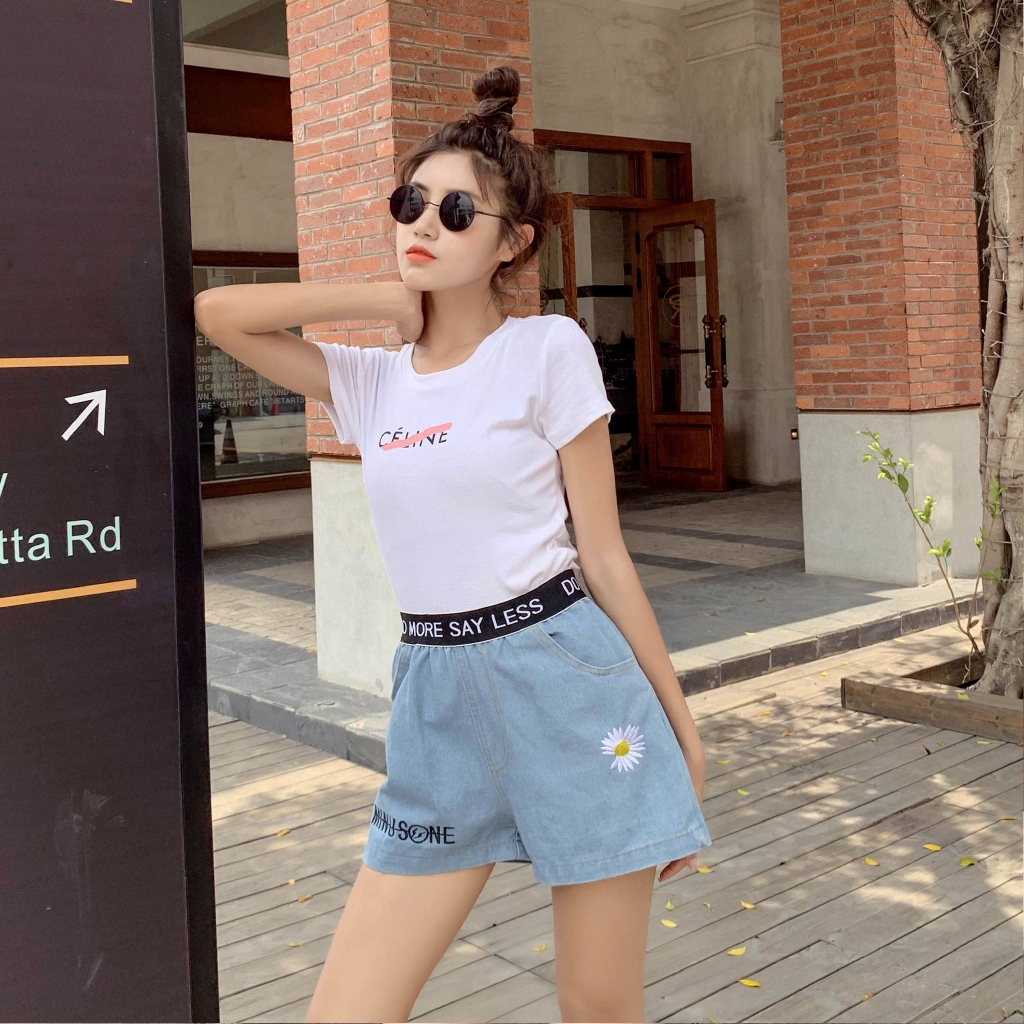 denim capris with elastic waist