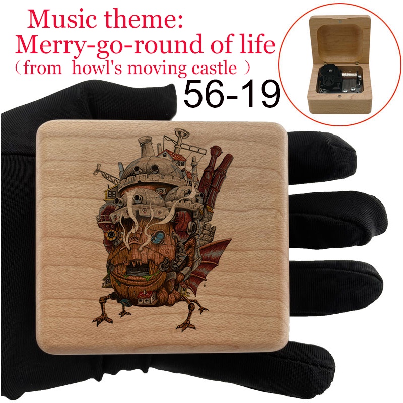Scatola Musicale Howl's Moving Castle | Legno Di Noce | Merry Go Round Of Life | Regalo Vintage - Foto 9
