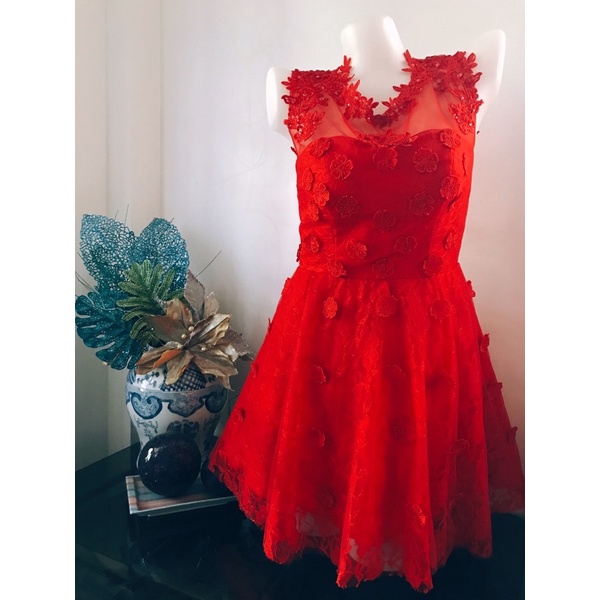 BLOODY RED PARTY DRESS PRELOVED | Shopee Philippines