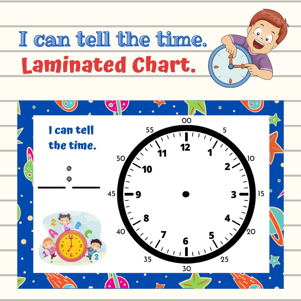 A4 Laminated Tell The Time Wall Chart