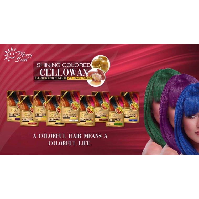 Authentic Cellowax hair color and treatment by Merry Sun Temporary Hair