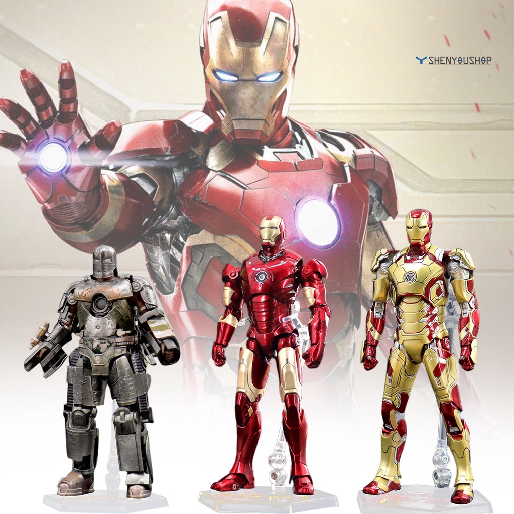 shenyoushop Iron Man Figure Movable Joint Marvel Character Miniature ...