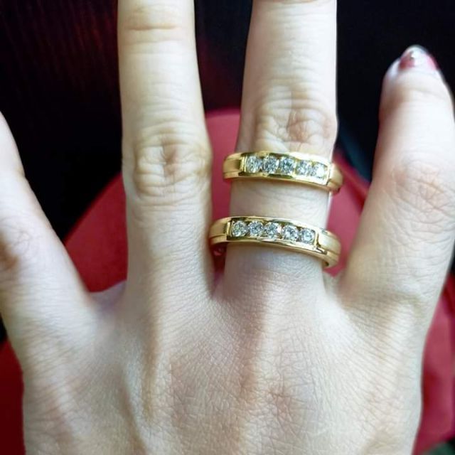 18k Saudi gold wedding ring with real diamond 38k each Shopee Philippines