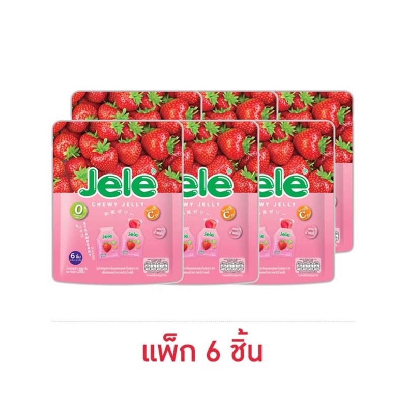 Jele Chewy Jelly With Konjac Strawberry Flavor 108 G. (Pack Of 6 Pieces