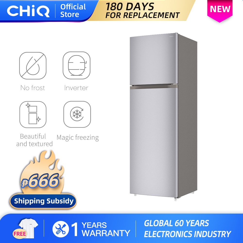 CHiQ CTM09NII 9 cu.ft two door inverter No frost Refrigerator (Sliver ...