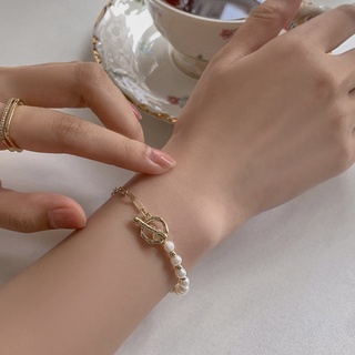 Summer pearl stitching bracelet female ins tide niche design sense 2021 new light luxury exquisite personality jewelry
