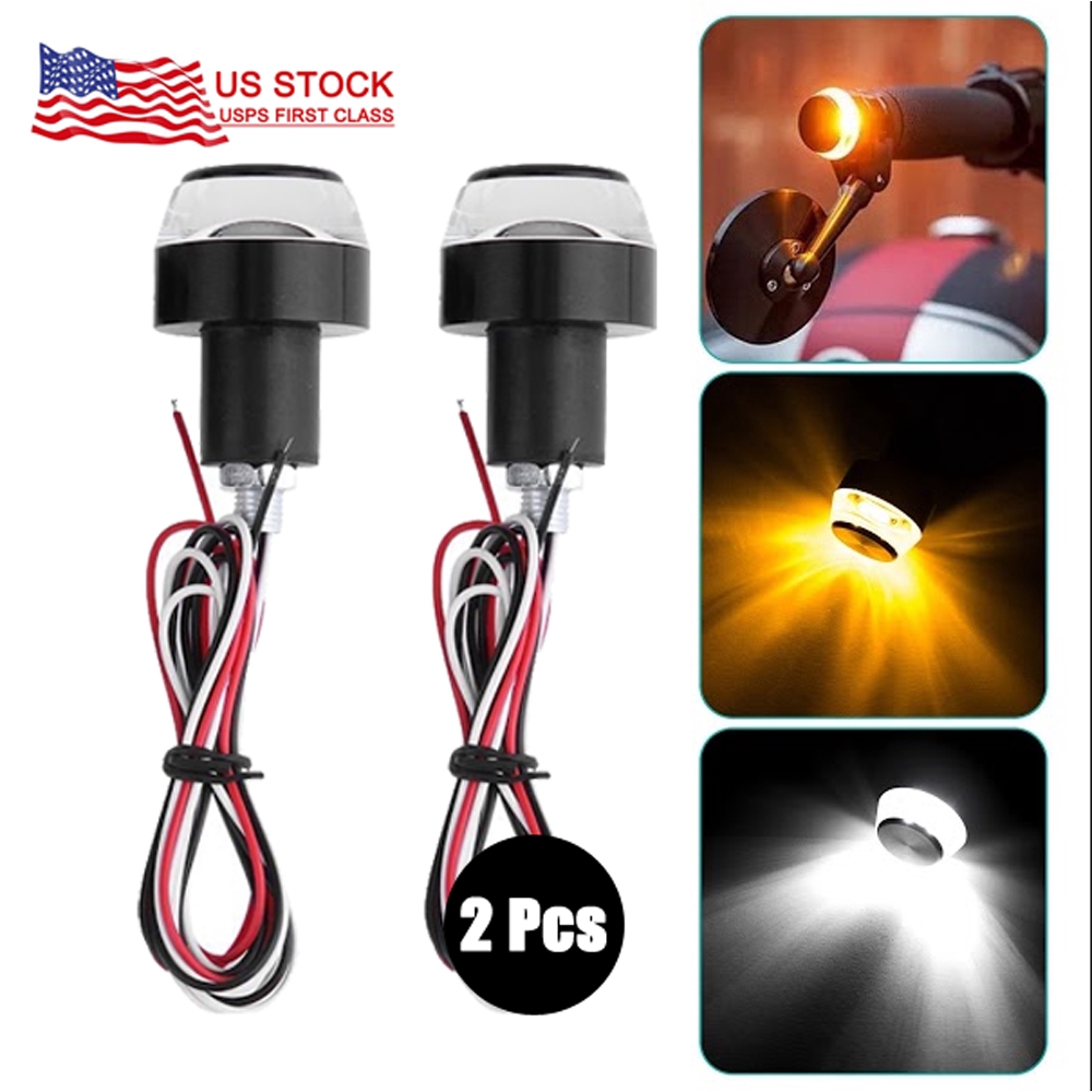 2PCS Motorcycle Turn Signal LED Light Indicator Blinker Handle Bar End Handlebar Shopee