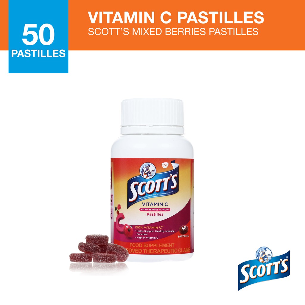 Scott's Vitamin C Pastilles Mixed Berries Flavour for Kids and Adults