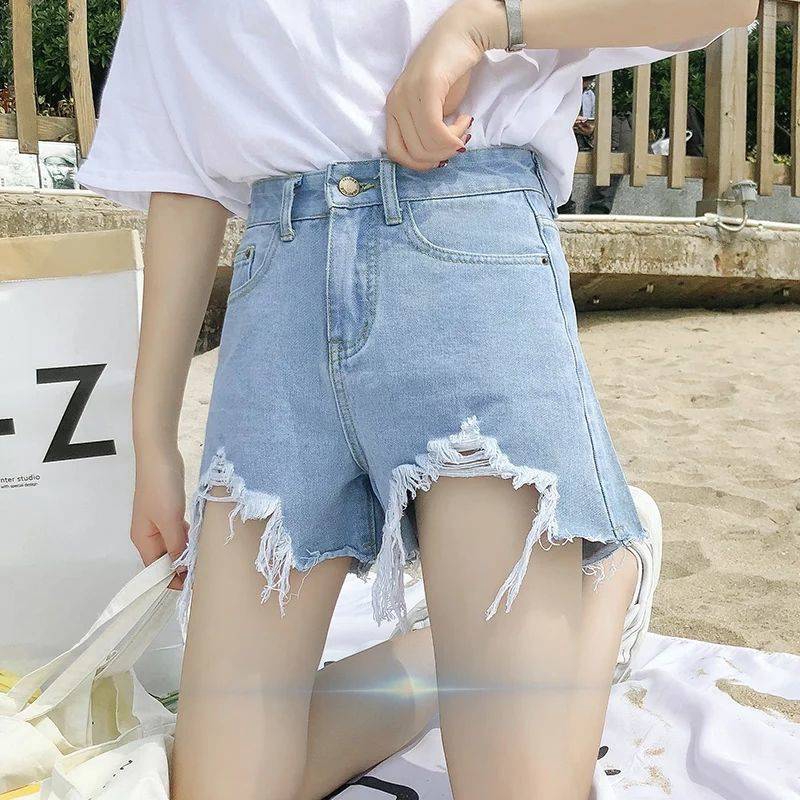 high waist tattered shorts