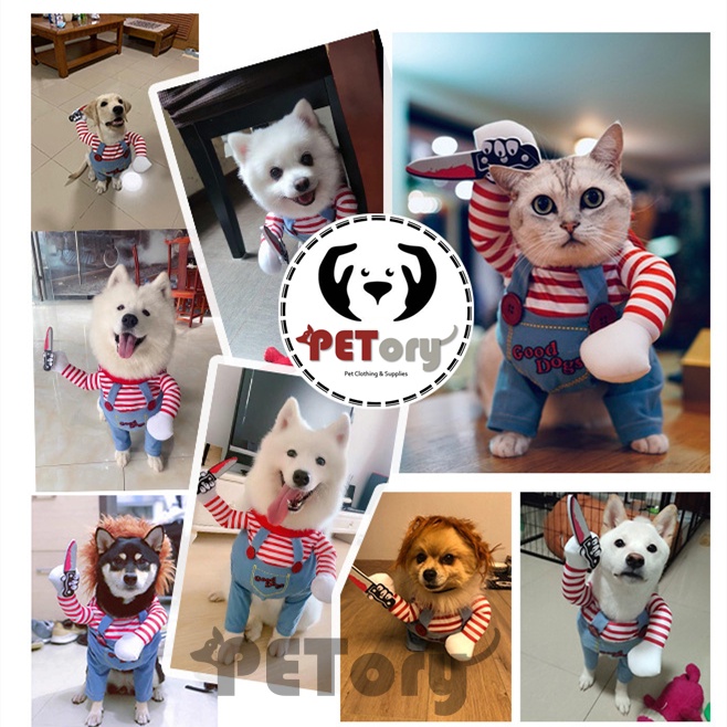 PETory Chuckie Cosplay Costume Pet Dog Cat Funny Outfit Transformation Clothes Set Spoof Halloween #9