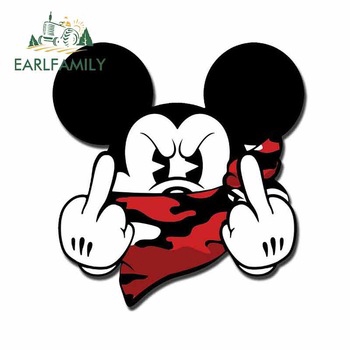 Earlfamily 13cm X 12 4cm For Mickey Mouse Middle Finger Car Stickers Personality Stickers Decals Waterproof Suitable For Gtr Shopee Philippines