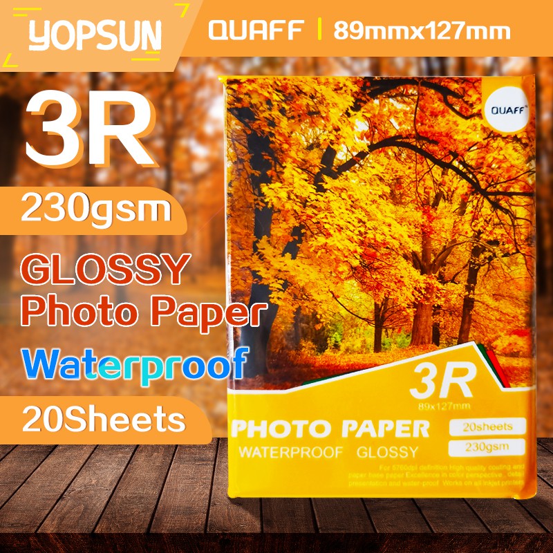 High Glossy Photo Paper Size 3R 230gsm 20 Sheets QUAFF Brand