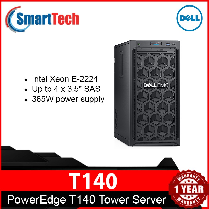 Dell EMC PowerEdge T140 Tower Server T140 E2224 (4 core 3.4G) / 8G / 1T personal / DVDW / 365W