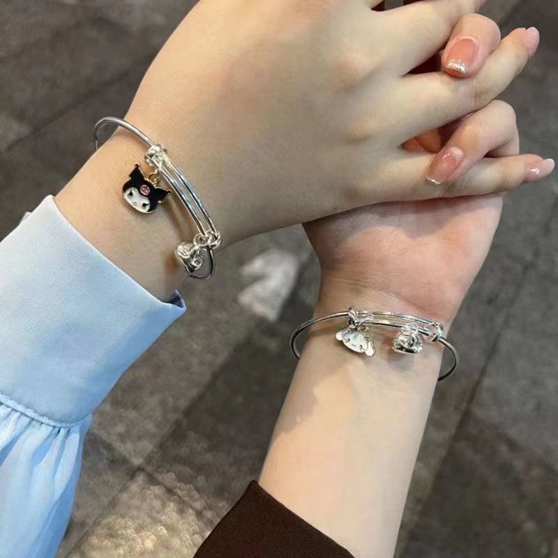 Cartoon Kuromi Bracelet Couple Girlfriends Bell Cinnamon Dog Pendant