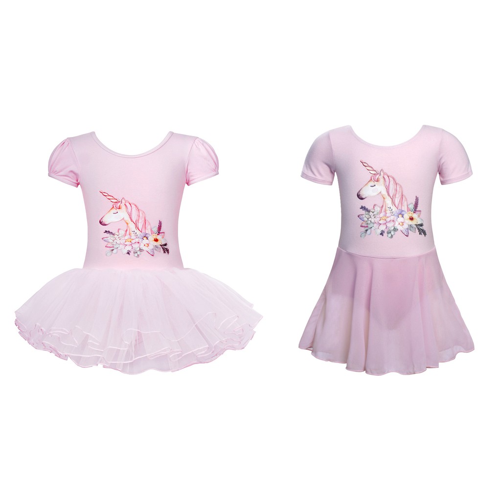 Girls Unicorn Ballet Dress Kids Dance Tutu Dress Party One Piece Short Sleeve Tulle Dresses Shopee Philippines