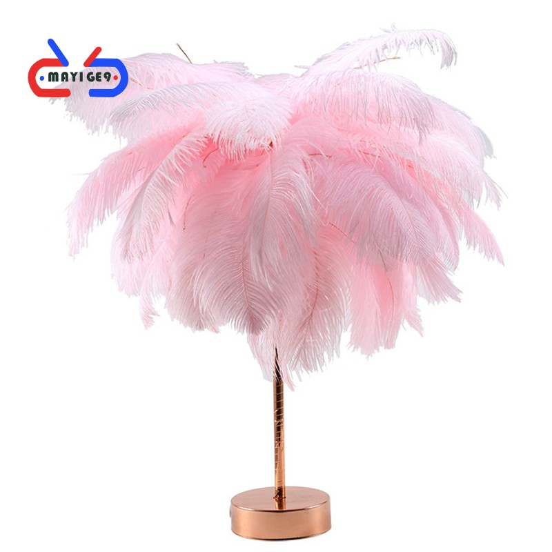 pink feather table lamp