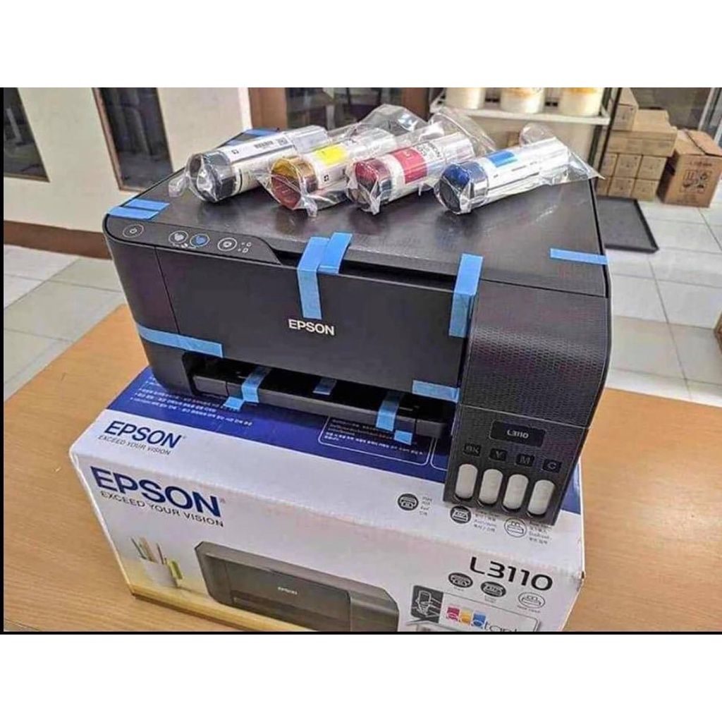 New Epson L3110 eco tank 3in1 inkjet printer with free inks Shopee
