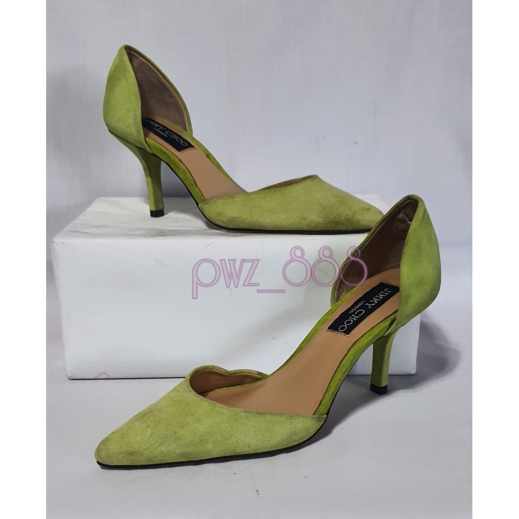 Jimmy Choo Apple Green Suede Heels Pumps Size 34 Shopee Philippines