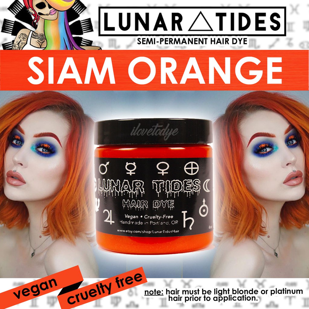 【phi local stock】 Lunar Tides Siam Orange  Semi-Permanent Orange Hair Dye - ilovetodye
