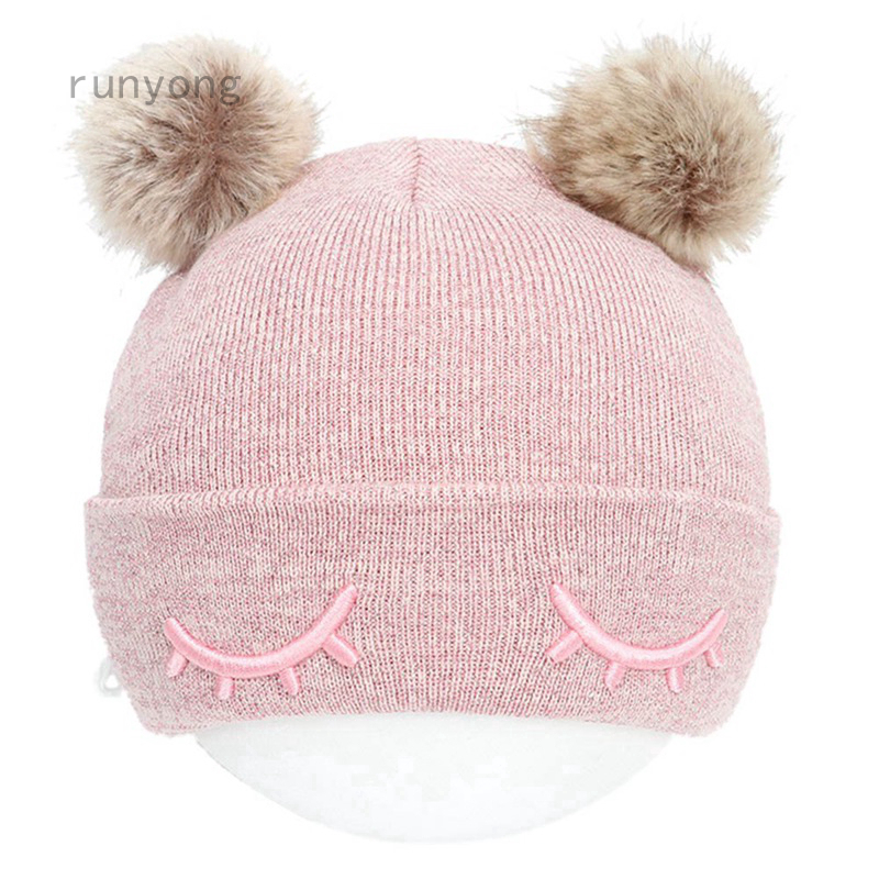 newborn fur pom pom hat