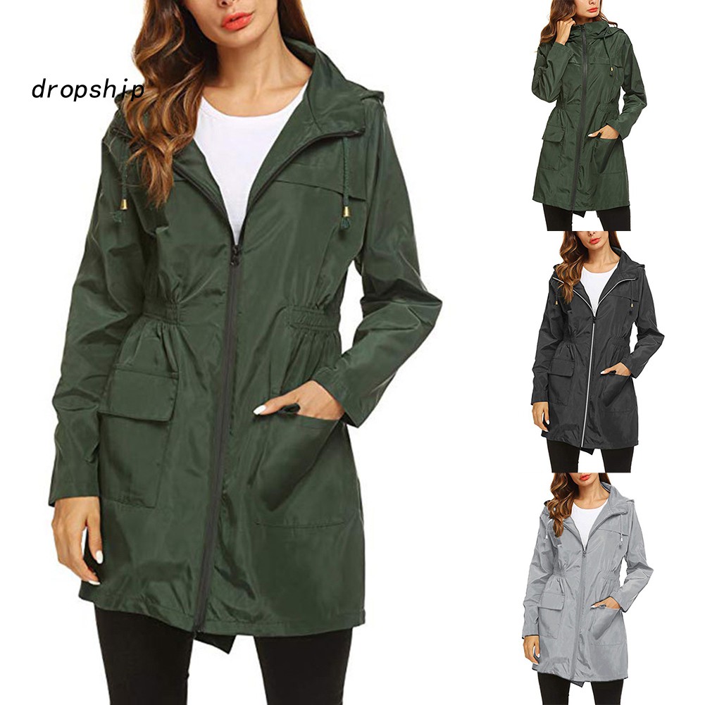 womens long rain jacket