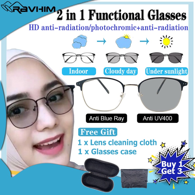 Ravhim AntiRadiation Photochromic Eyeglasses Unisex Computer AntiBlue