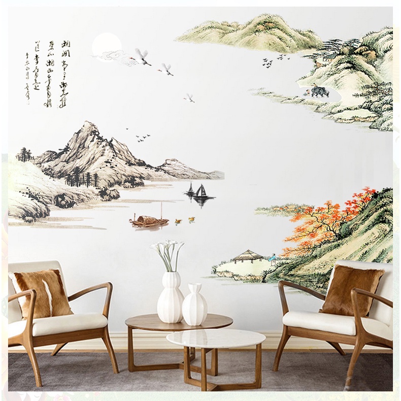 JTS. WALL STICKER MOUNTAIN VIEW LANDSCAPE DOUBLE SET A and B