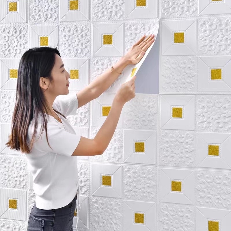 Wallpaper Big Size DIY 70cm*70cm Self Adhesive Waterproof 3D White