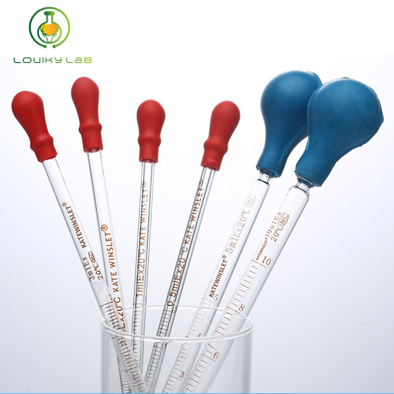 0.5/1/2/3/5/10ml Glass Pipette Measuring Graduated Dropper with Rubber