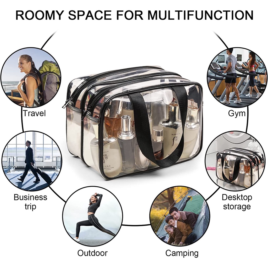 Clear Makeup Bag Clear Cosmetic Travel Bags with Zipper for Toiletries