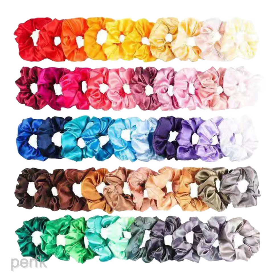 50 Bulk Women Silky Hair Scrunchies Elastic Hair Ties Rope Band Mixed  Colors | Shopee Philippines