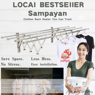 Sampayan Foldable Clothes Rack Wall Mounted Clothes Stainless Hanger Extendable sampayan outdoor dry #1