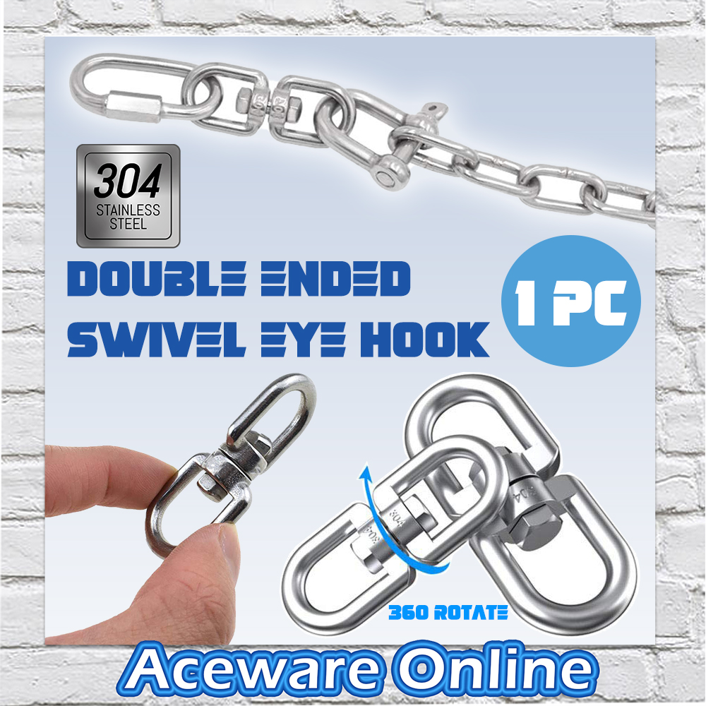 1PC 304 STAINLESS STEEL DOUBLE ENDED SWIVEL EYE HOOK SPIN SWIVEL ROTATE