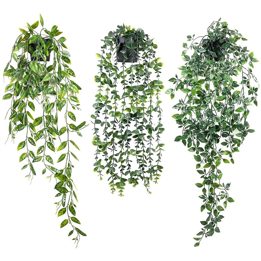 Polyethylene Plastic Pokok Hiasan Pasu Bunga Artificial Hanging Plants