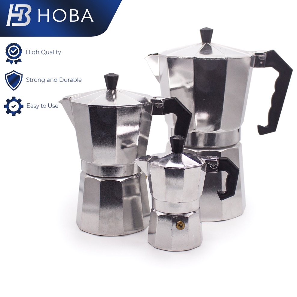 Hoba Coffee Maker Moka Pot Italian Top Aluminum Espresso Machine Cafeteria  | Shopee Philippines