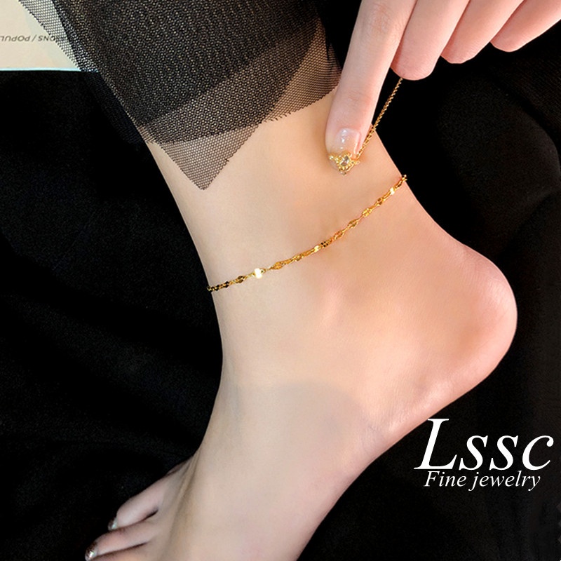 LSSC Gold Chain Anklet for Women Simple Stainless Steel Anclet Non