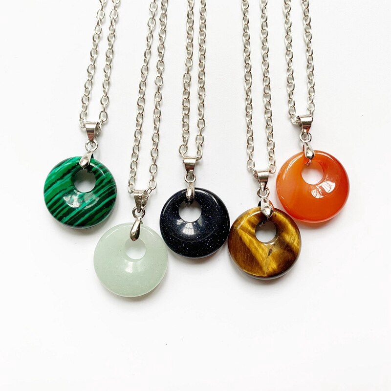 Natural Stones Round Crystal Pendant, Round Crystal Pendant Necklace