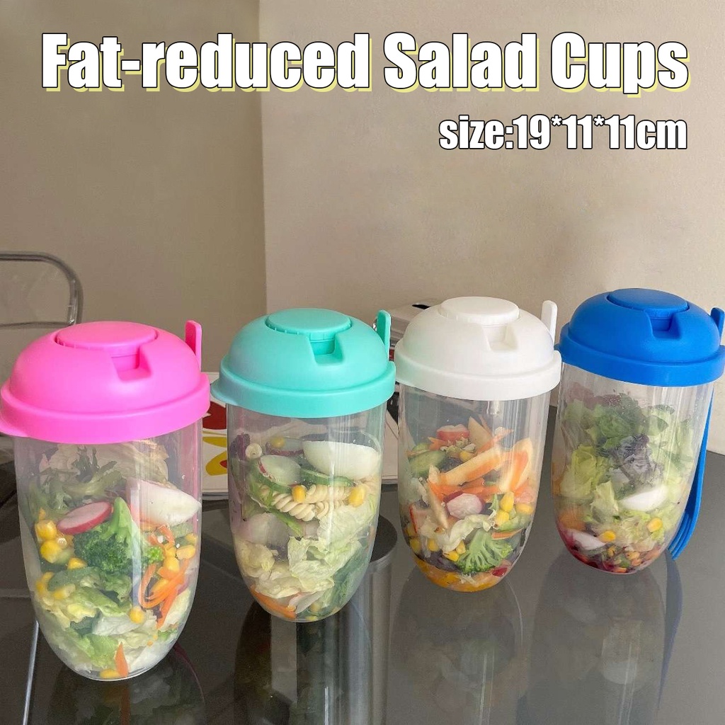 Salad Cup to Go with Fork & Salad Dressing Holder, Salad Shaker